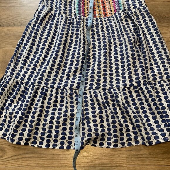 Anthropology THML white blue dotted colorful knee length dress size M E5 - Picture 2 of 6